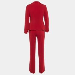 Max Mara Red Crepe Tailored Pant Suit S