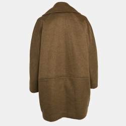 Max Mara Khaki Green Cashmere Double Breasted Coat S