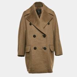 Max Mara Khaki Green Cashmere Double Breasted Coat S