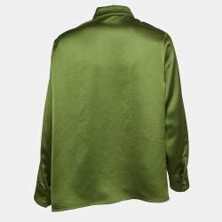 Max Mara Green Satin Button Front Shirt M