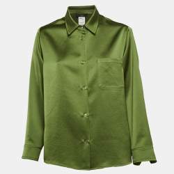 Max Mara Green Satin Button Front Shirt M