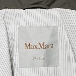 Max Mara Olive Green Cotton Blend Hooded The Cube Long Coat XS