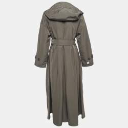 Max Mara Olive Green Cotton Blend Hooded The Cube Long Coat XS