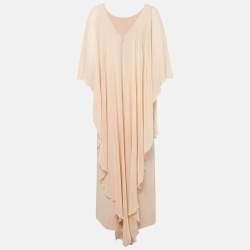Pre Owned Max Mara Beige Crepe Drape Detail Sleeveless Dress M