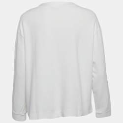 Pre Owned Max Mara White Cotton Zip Detail Crew Neck Sweatshirt M