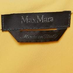 Max Mara Yellow Abstract Print Chiffon Silk Sleeveless Draped Gown L