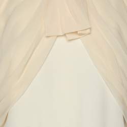 Max Mara Cream/Black Fabric Short Sleeve Belted Jumpsuit M