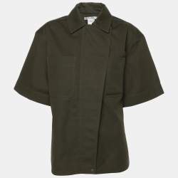 مملوكة مسبقًا Max Mara Green Cotton Mela Half Sleeve Shirt S