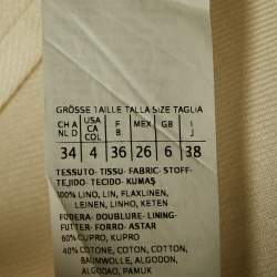 Pre Owned Max Mara Off-White Linen Gabardine Double Breasted Blazer S