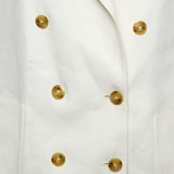 Pre Owned Max Mara Off-White Linen Gabardine Double Breasted Blazer S
