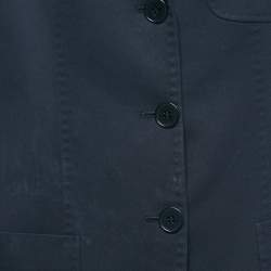 Pre Owned Max Mara Navy Blue Gabardine Cotton Tailored Pants Suit M