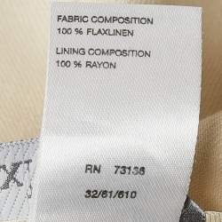 Pre Owned Max Mara Cream Linen Single Breasted Pantsuit M