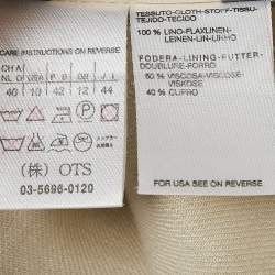 Pre Owned Max Mara Cream Linen Single Breasted Pantsuit M