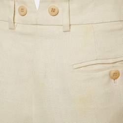 Pre Owned Max Mara Cream Linen Single Breasted Pantsuit M