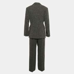 Pre Owned Max Mara Black Wool Blend Pants Suit M