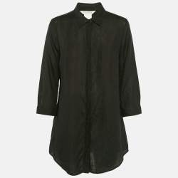 Max Mara Black Linen Long Sleeve Tunic Shirt L