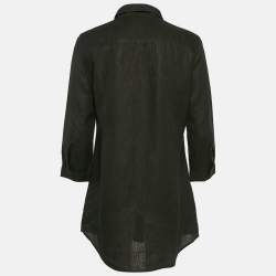 Max Mara Black Linen Long Sleeve Tunic Shirt L