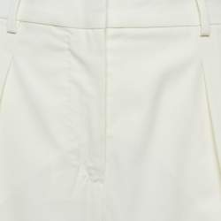Pre Owned Max Mara Cream Crepe Pleated Shorts L