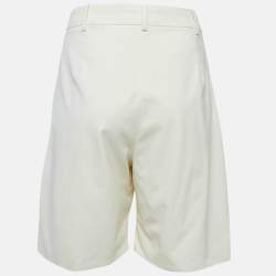 Pre Owned Max Mara Cream Crepe Pleated Shorts L