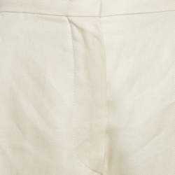 Pre Owned Max Mara Cream Linen Wide Leg Trousers S