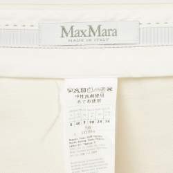 Pre Owned Max Mara Cream Linen Wide Leg Trousers S