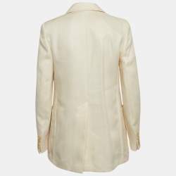 Pre Owned Max Mara Cream Linen Single Breasted Blazer S