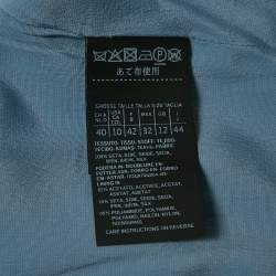 Pre Owned Max Mara Blue Silk Draped Long Sleeve Blouse M