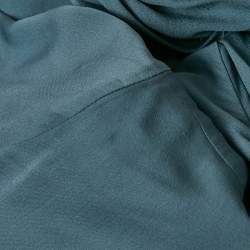 Pre Owned Max Mara Blue Silk Draped Long Sleeve Blouse M