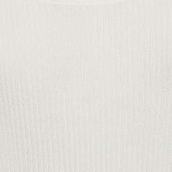 Pre Owned Max Mara White Rib Knit Boat Neck Top XXL