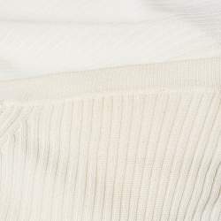 Pre Owned Max Mara White Rib Knit Boat Neck Top XXL