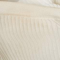 Pre Owned Max Mara White Rib Knit Boat Neck Top XXL