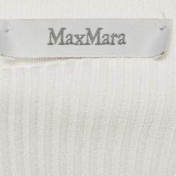 Pre Owned Max Mara White Rib Knit Boat Neck Top XXL