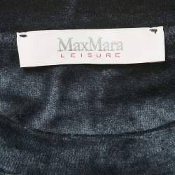 Max Mara Navy Blue Velvet Knit Full Sleeve Jumper L