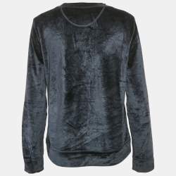 Max Mara Navy Blue Velvet Knit Full Sleeve Jumper L