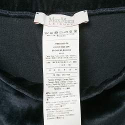 Pre Owned Max Mara Navy Blue Velvet Knit Wide Leg Pants M