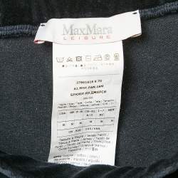Pre Owned Max Mara Navy Blue Velvet Knit Wide Leg Pants M