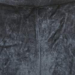 Pre Owned Max Mara Navy Blue Velvet Knit Wide Leg Pants M