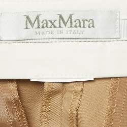 Max Mara Beige Gabardine Pintuck Detail Pants S