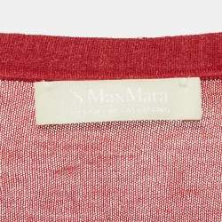 Max Mara Red Silk Blend Button Front Cardigan L