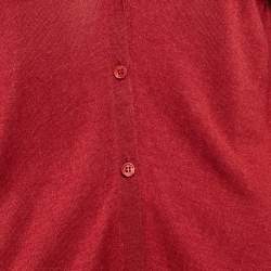 Max Mara Red Silk Blend Button Front Cardigan L