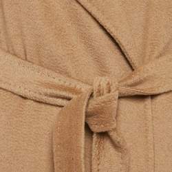 Max Mara Brown Felt Button Front Belted Coat L