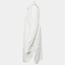 Pre Owned Max Mara White Cotton Lace-Up Shirt Dress S