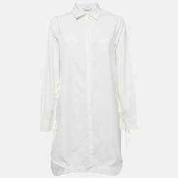 Pre Owned Max Mara White Cotton Lace-Up Shirt Dress S