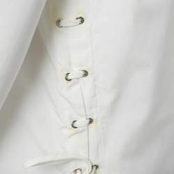 Pre Owned Max Mara White Cotton Lace-Up Shirt Dress S