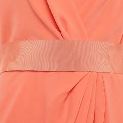 Pre Owned Max Mara Orange Crepe Belted Short Dress L