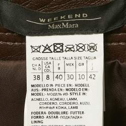 Pre Owned Max Mara Brown Leather Knee Length Skirt M
