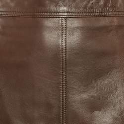Pre Owned Max Mara Brown Leather Knee Length Skirt M