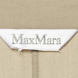 Max Mara Grey Gabardine Double Breasted Pea Coat L