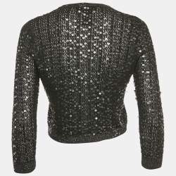 Max Mara Black Sequin Knit Cardigan S