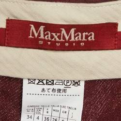 Max Mara Burgundy Wool Slim Fit Trousers S
